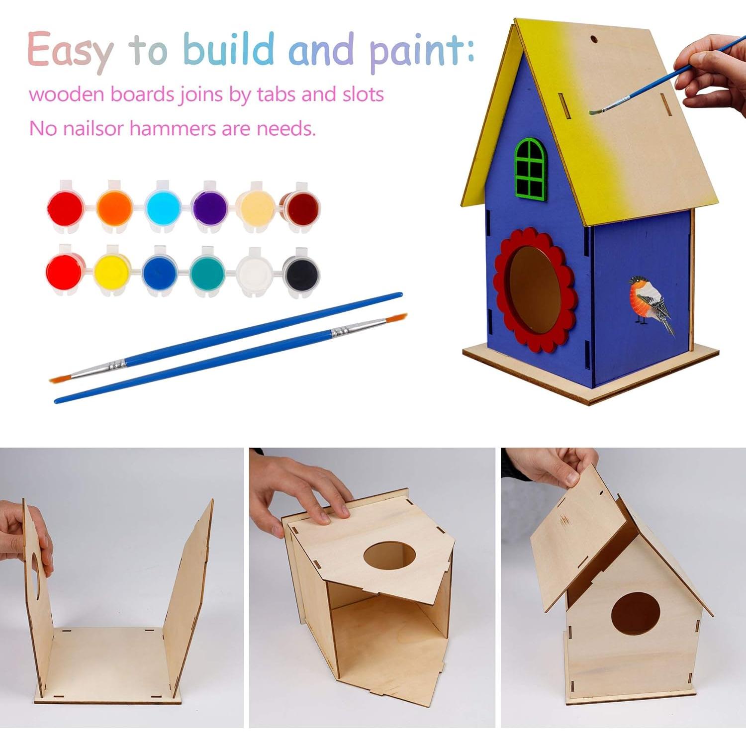 Kit de Casa de Pájaros de Madera Glintoper DIY 4 Piezas