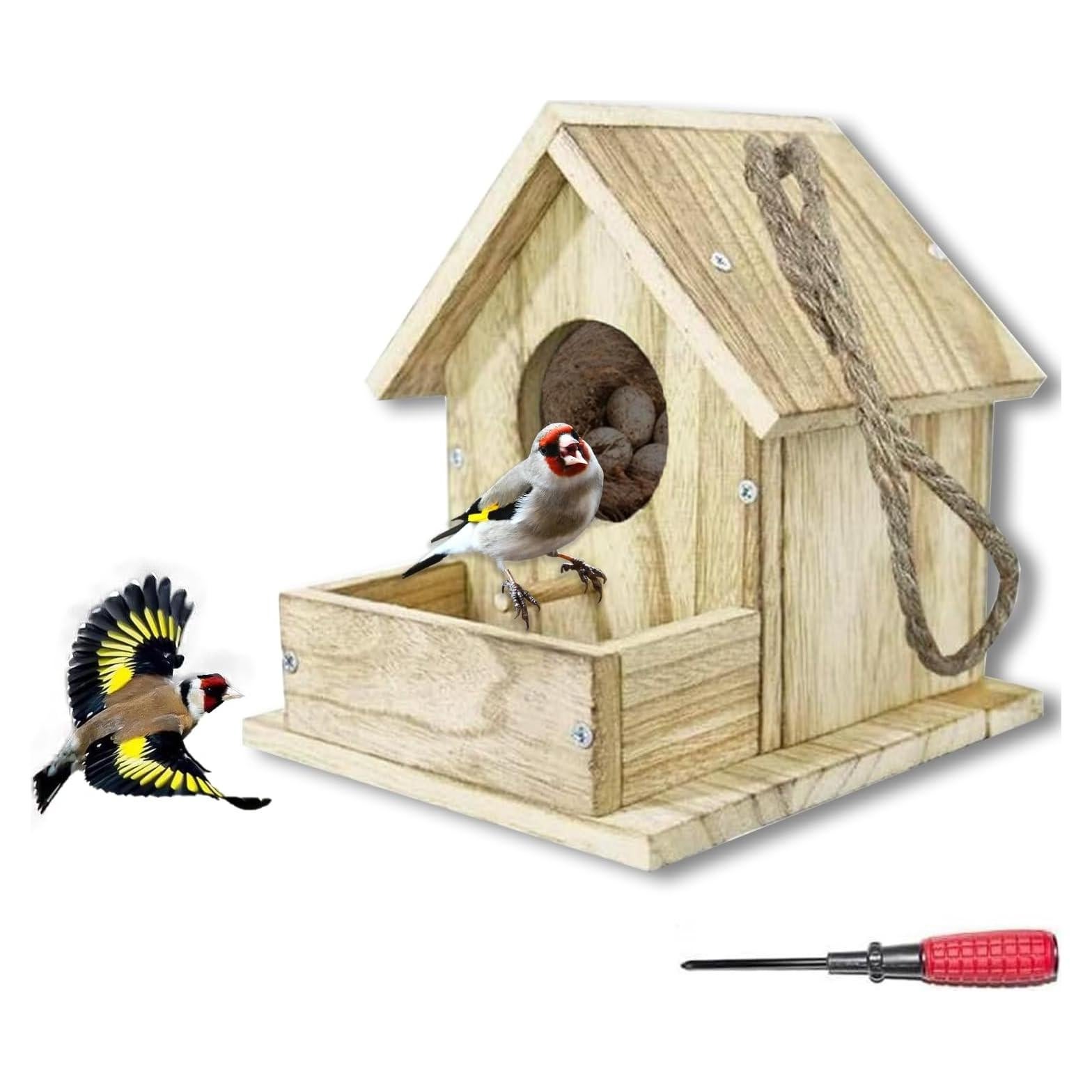 Casa de Aves Colgante de Madera Paiaojia DIY 11.94x17.02cm