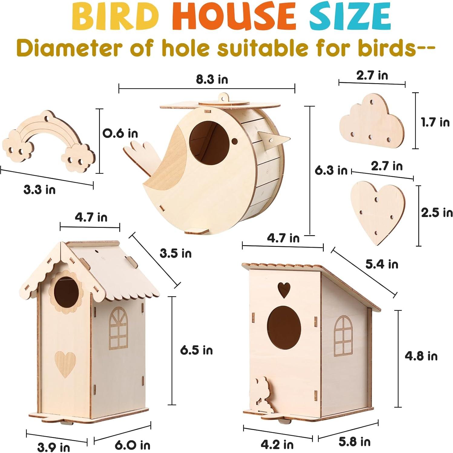 Kit de Casas para Aves JMMICO - 3 Piezas, Manualidades para Niños