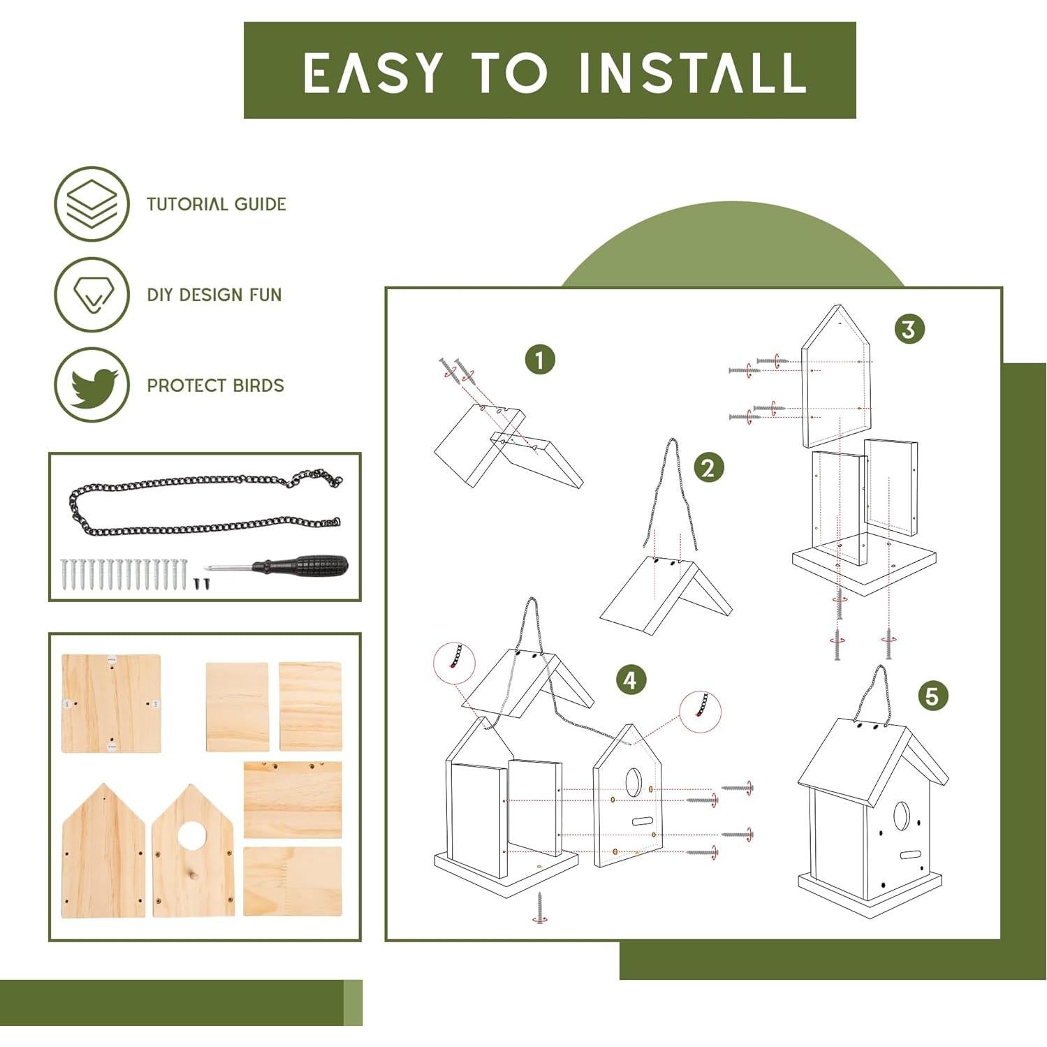 Casas para Aves HPC Decor 2 Pack Madera Natural 12x12 cm