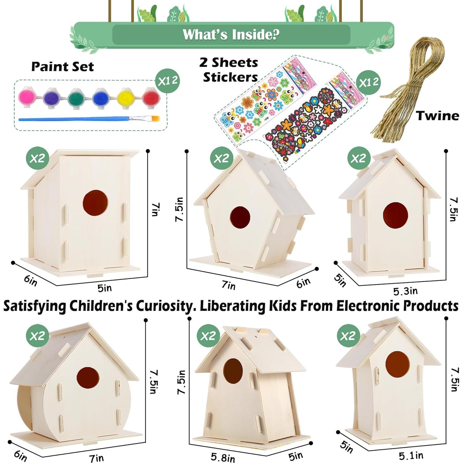 Paquete de 12 Kits de Casas para Pájaros DIY ILHSTY