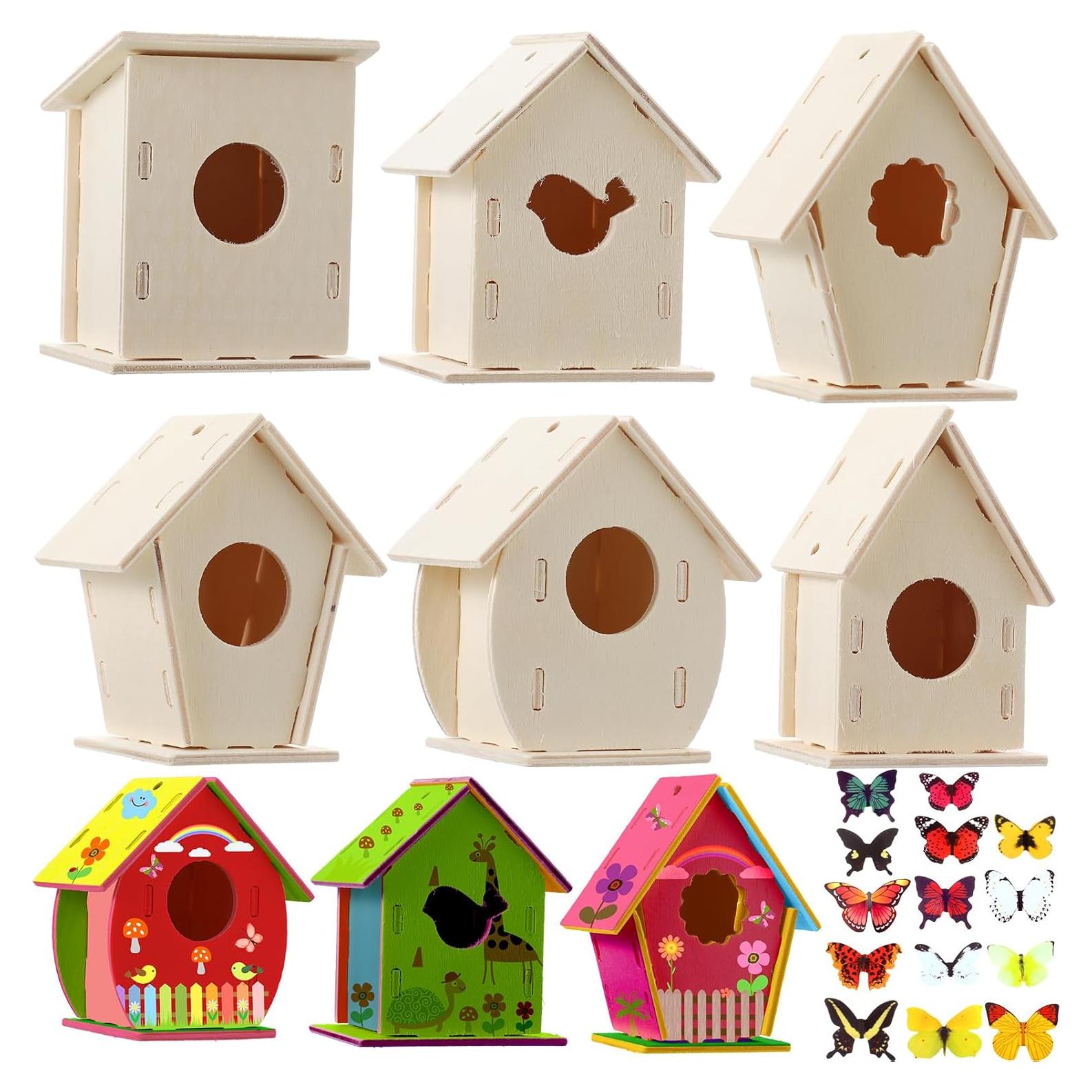 Kits de Casa para Aves DIY Sawysine 36 Piezas Madera y Stickers