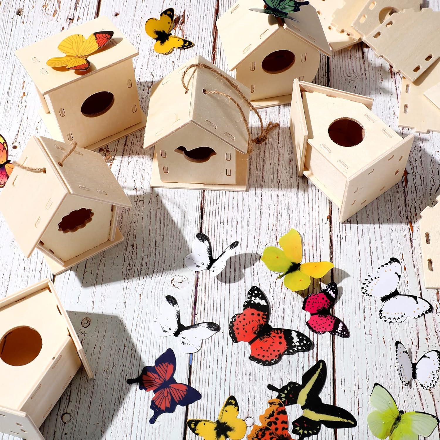 Kits de Casa para Aves DIY Sawysine 36 Piezas Madera y Stickers