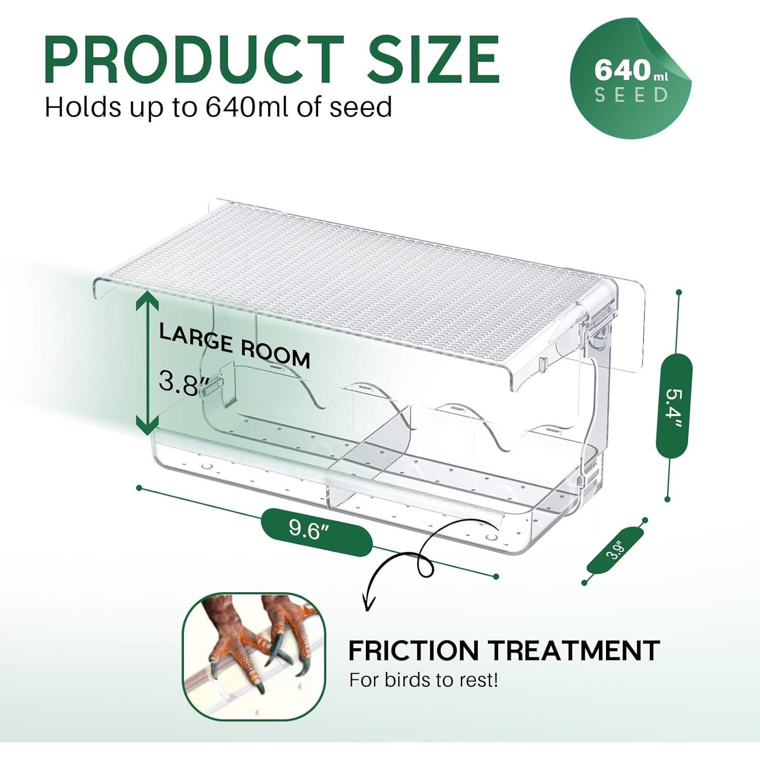 Comedero para Aves de Ventana SUNALLY 640ml Transparente