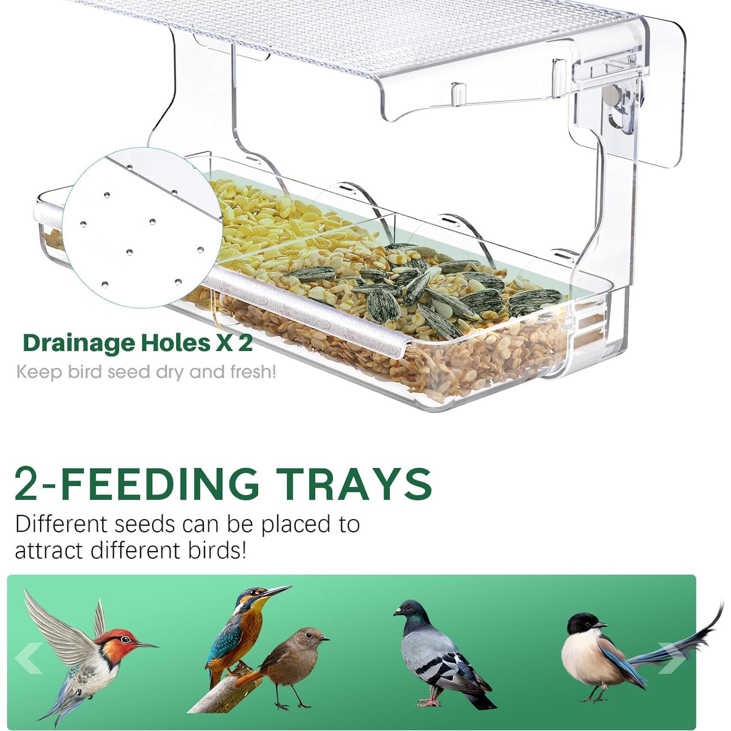 Comedero para Aves de Ventana SUNALLY 640ml Transparente