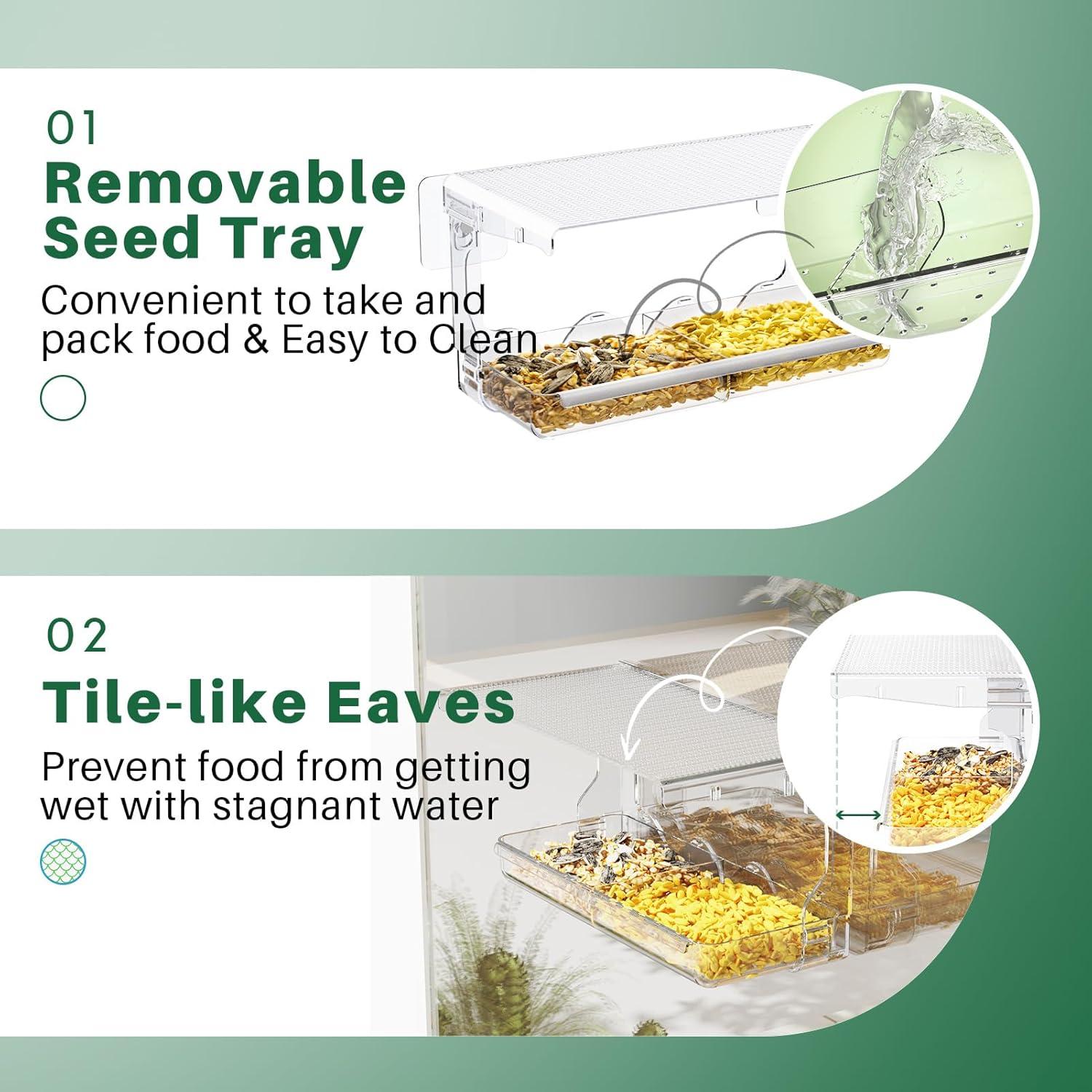 Comedero para Aves de Ventana SUNALLY 640ml Transparente