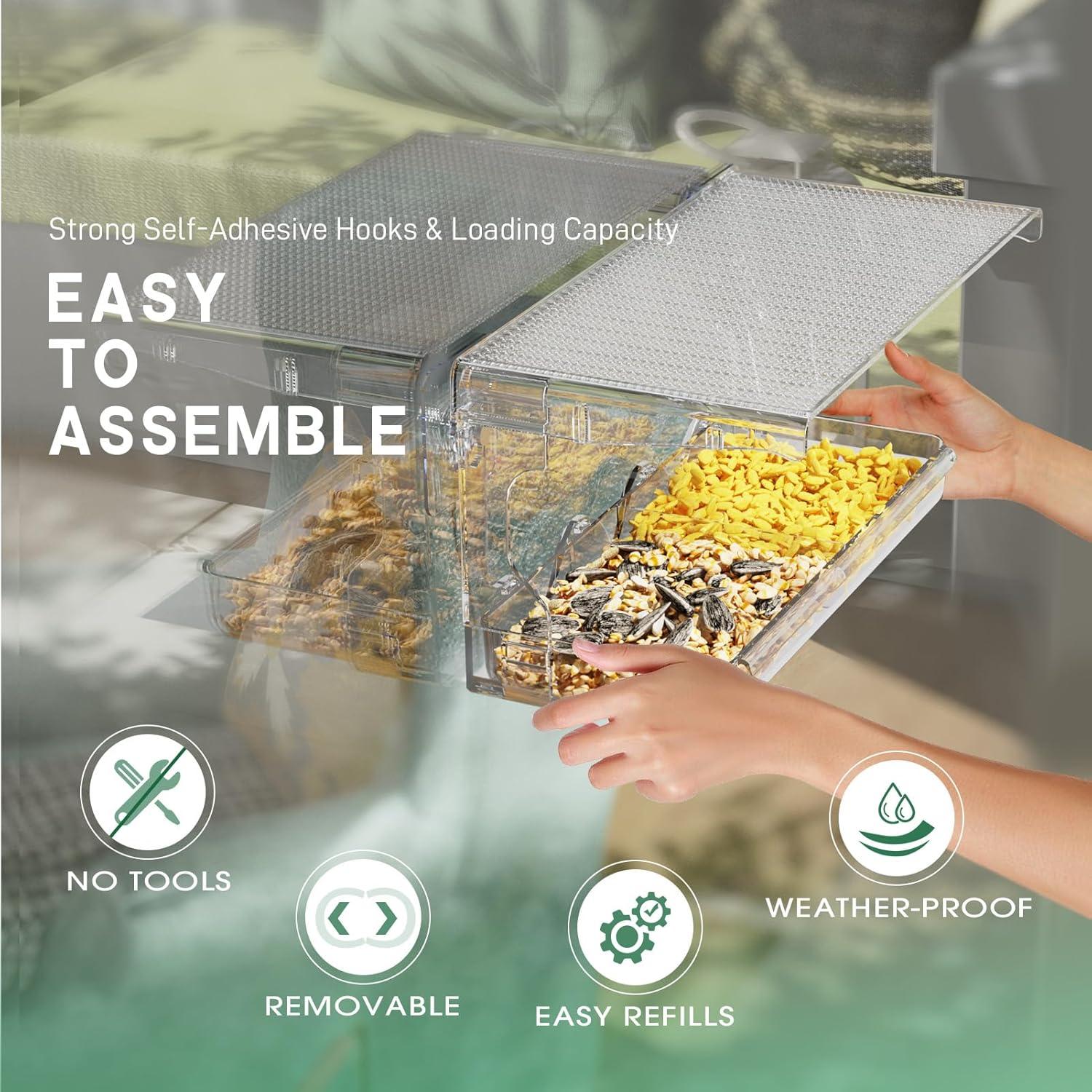 Comedero para Aves de Ventana SUNALLY 640ml Transparente