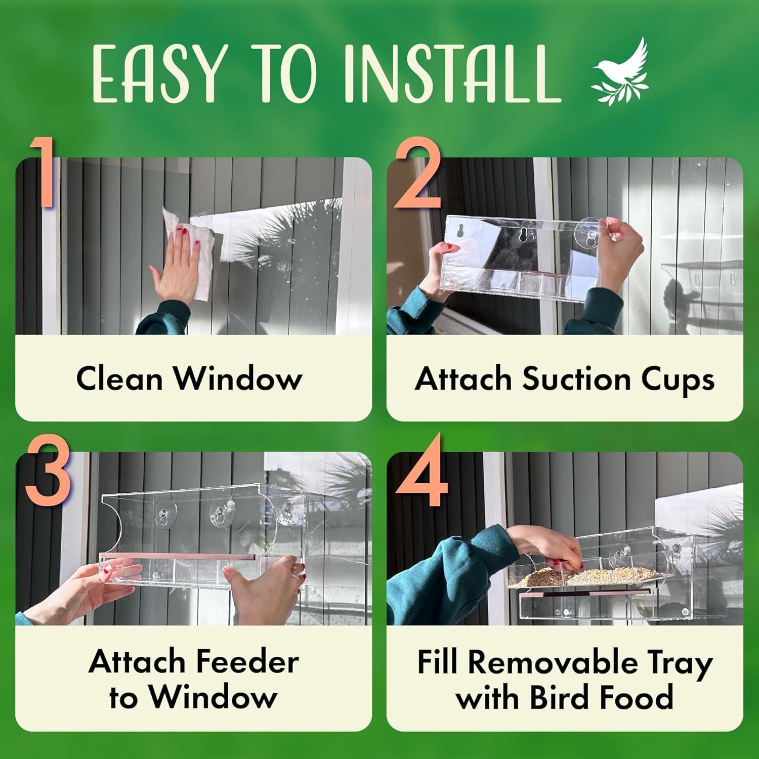 Comedero para Aves de Ventana Nature's Hangout - Acrílico Transparente