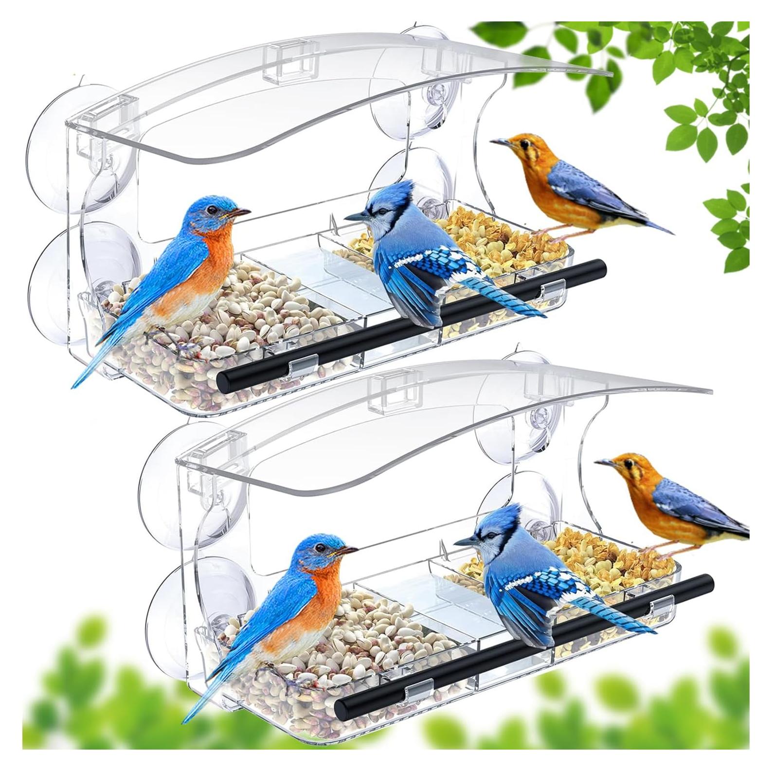 Comedero para Aves de Ventana WLLKOO 2 Paquetes con Ventosas