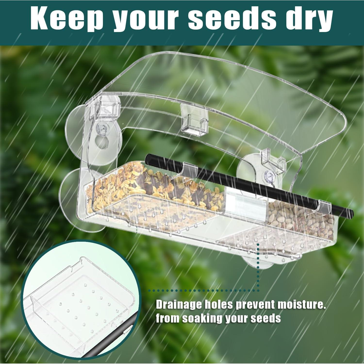 Comedero para Aves de Ventana WLLKOO 2 Paquetes con Ventosas