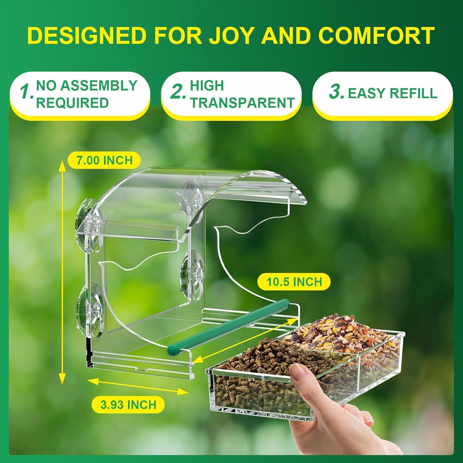 Comedero para Aves de Ventana BPYOT Acrílico Transparente 6.8kg