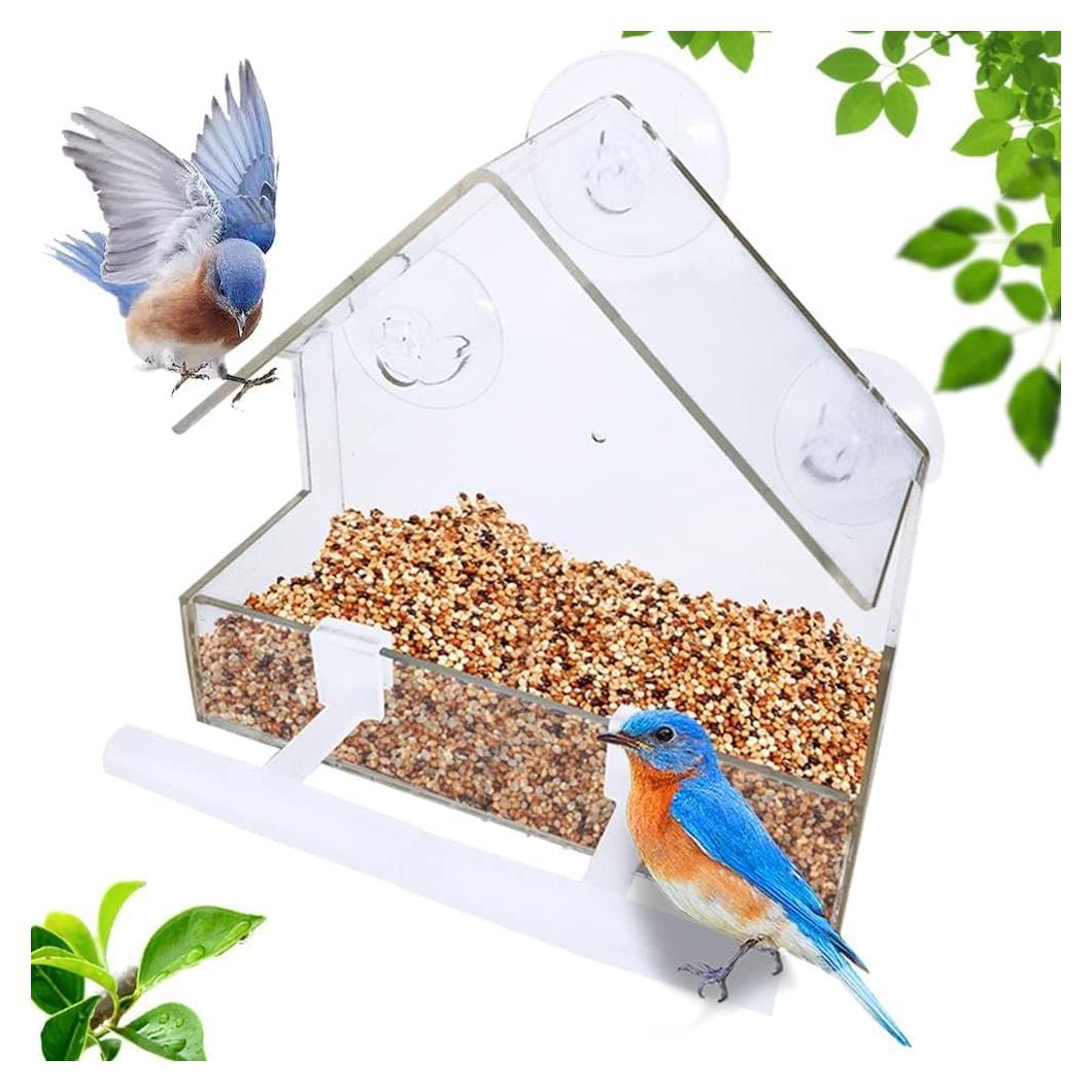 Comedero para Aves de Ventana WLLKOO Acrílico 15x7x15cm