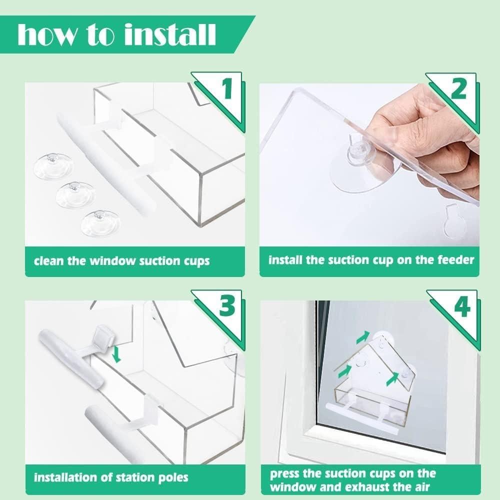 Comedero para Aves de Ventana WLLKOO Acrílico 15x7x15cm