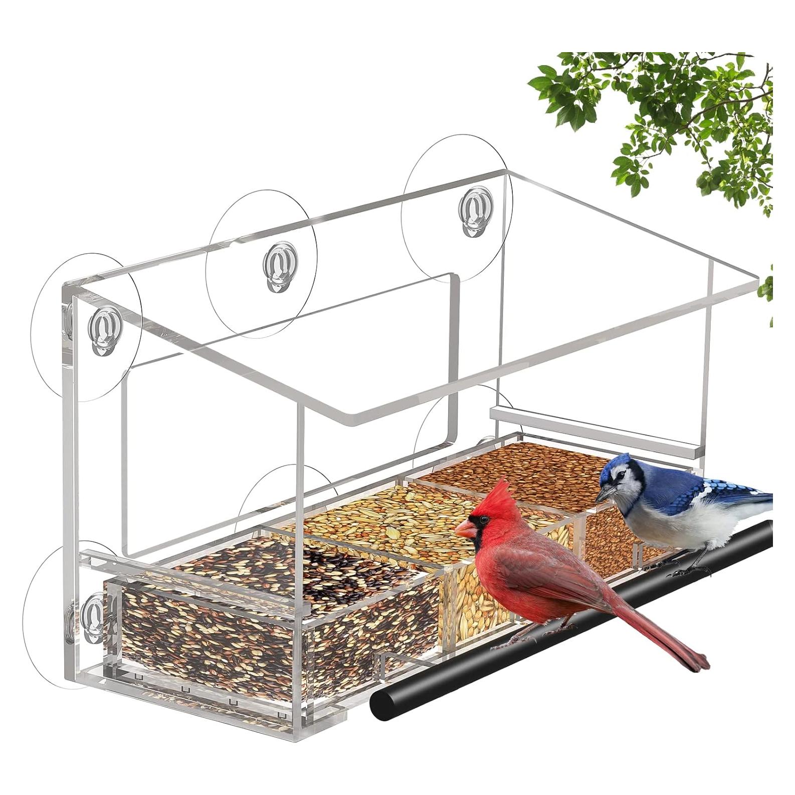 Comedero para Aves de Ventana DY-SKTY Transparente 30x11x12cm