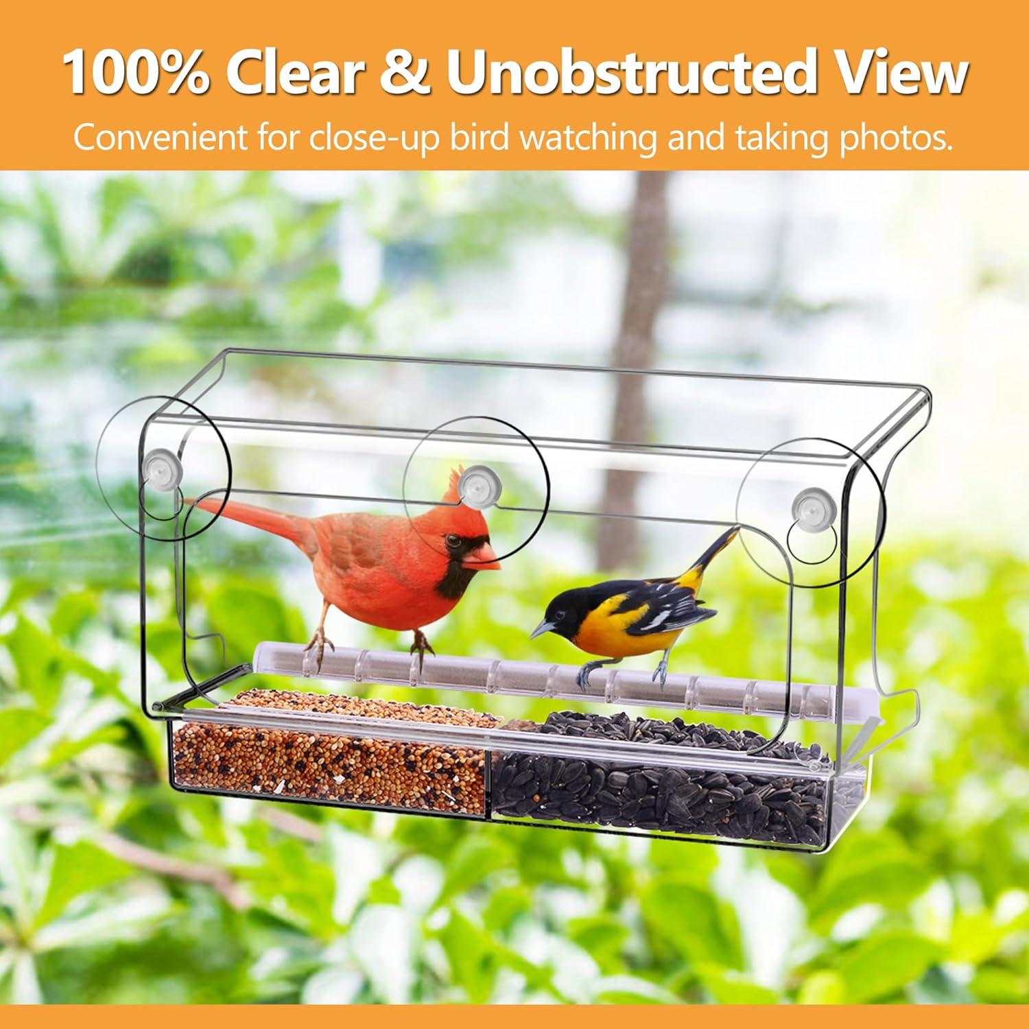 Comedero para Aves de Ventana LUJII Transparente 4 Tazas