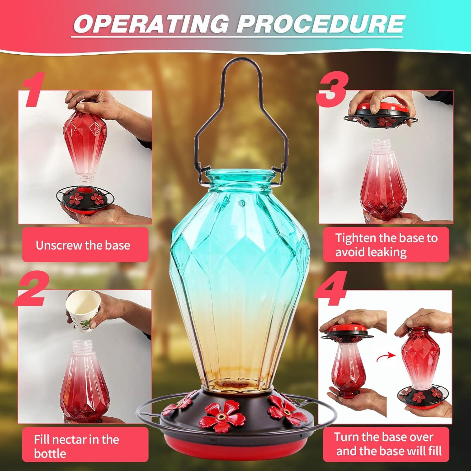 Alimentador de Colibríes MCHBF de Vidrio 25Oz con 5 Puertos