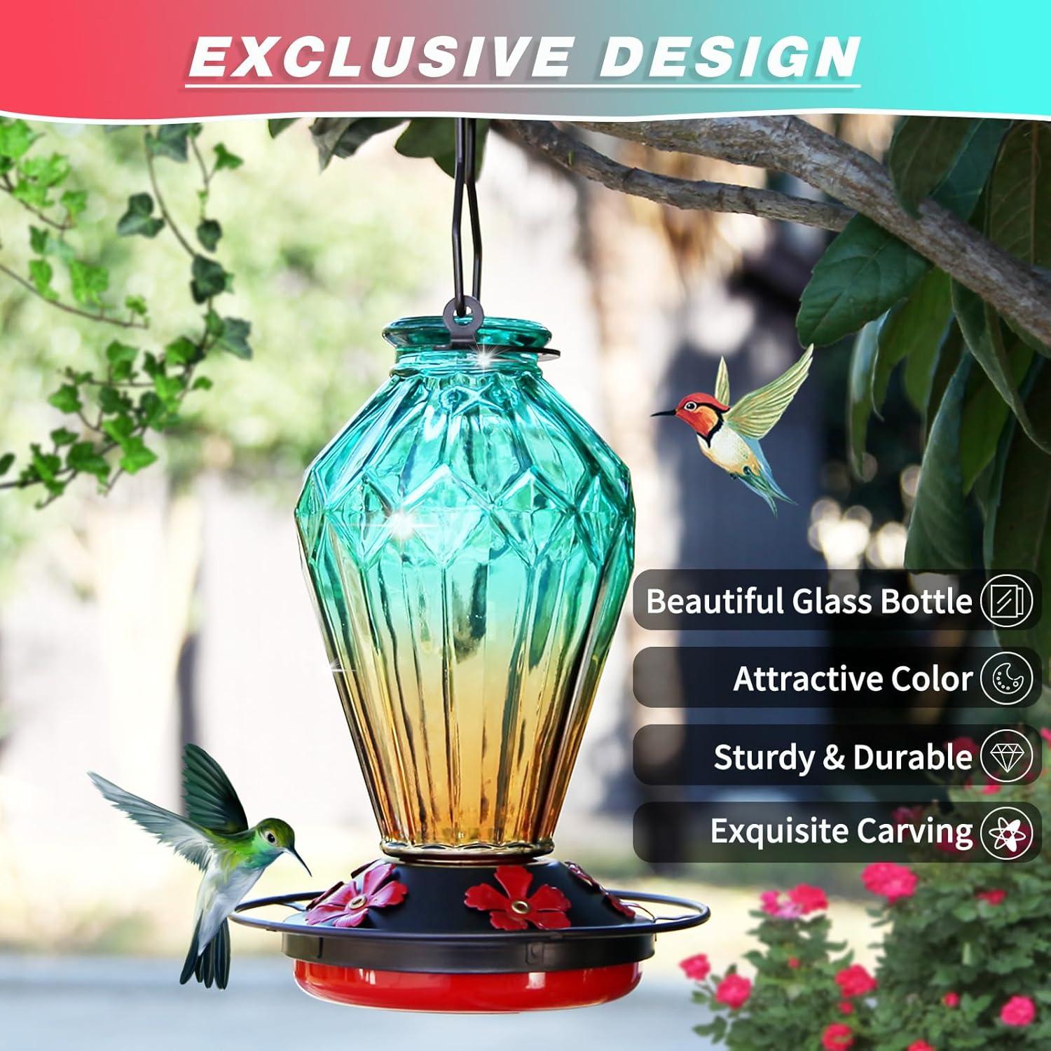 Alimentador de Colibríes MCHBF de Vidrio 25Oz con 5 Puertos