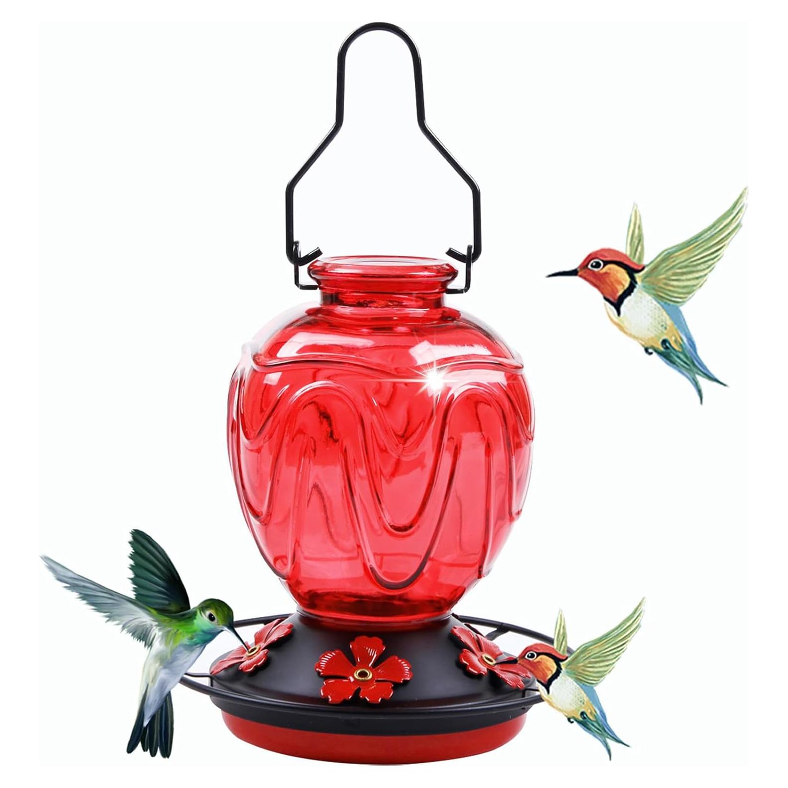 Alimentador de Colibríes MCHBF de Vidrio 24Oz con 5 Puertos