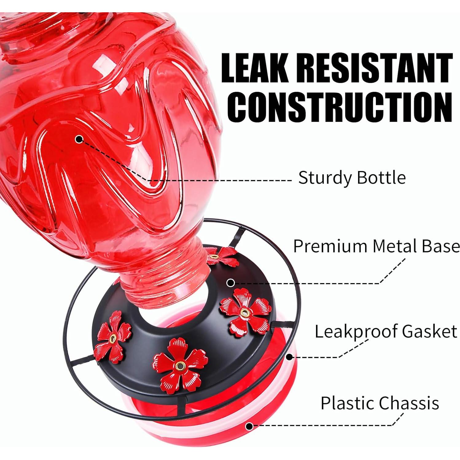 Alimentador de Colibríes MCHBF de Vidrio 24Oz con 5 Puertos