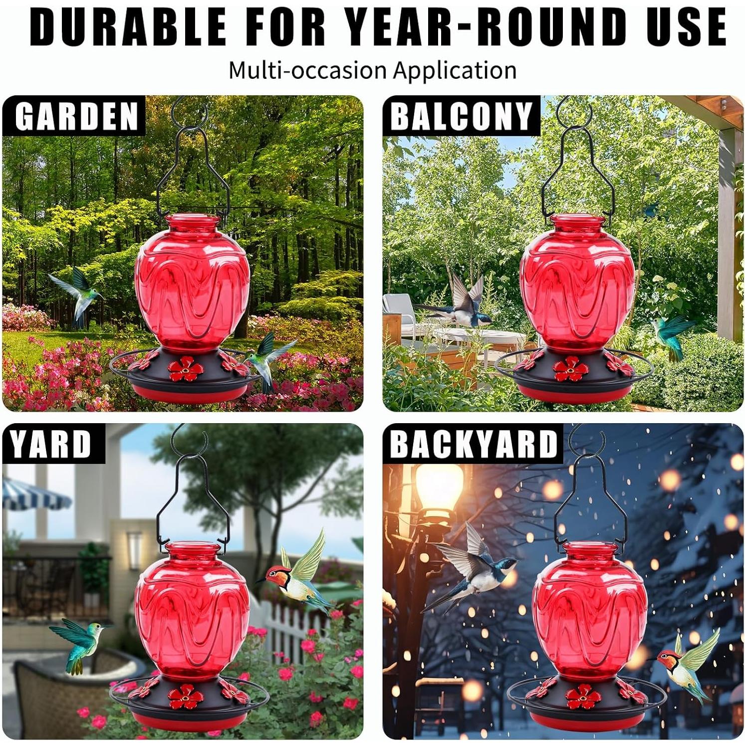 Alimentador de Colibríes MCHBF de Vidrio 24Oz con 5 Puertos