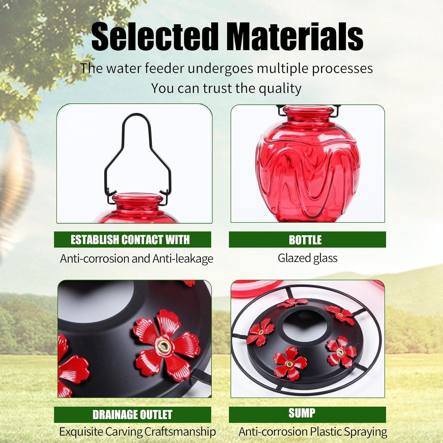 Alimentador de Colibríes MCHBF de Vidrio 24Oz con 5 Puertos