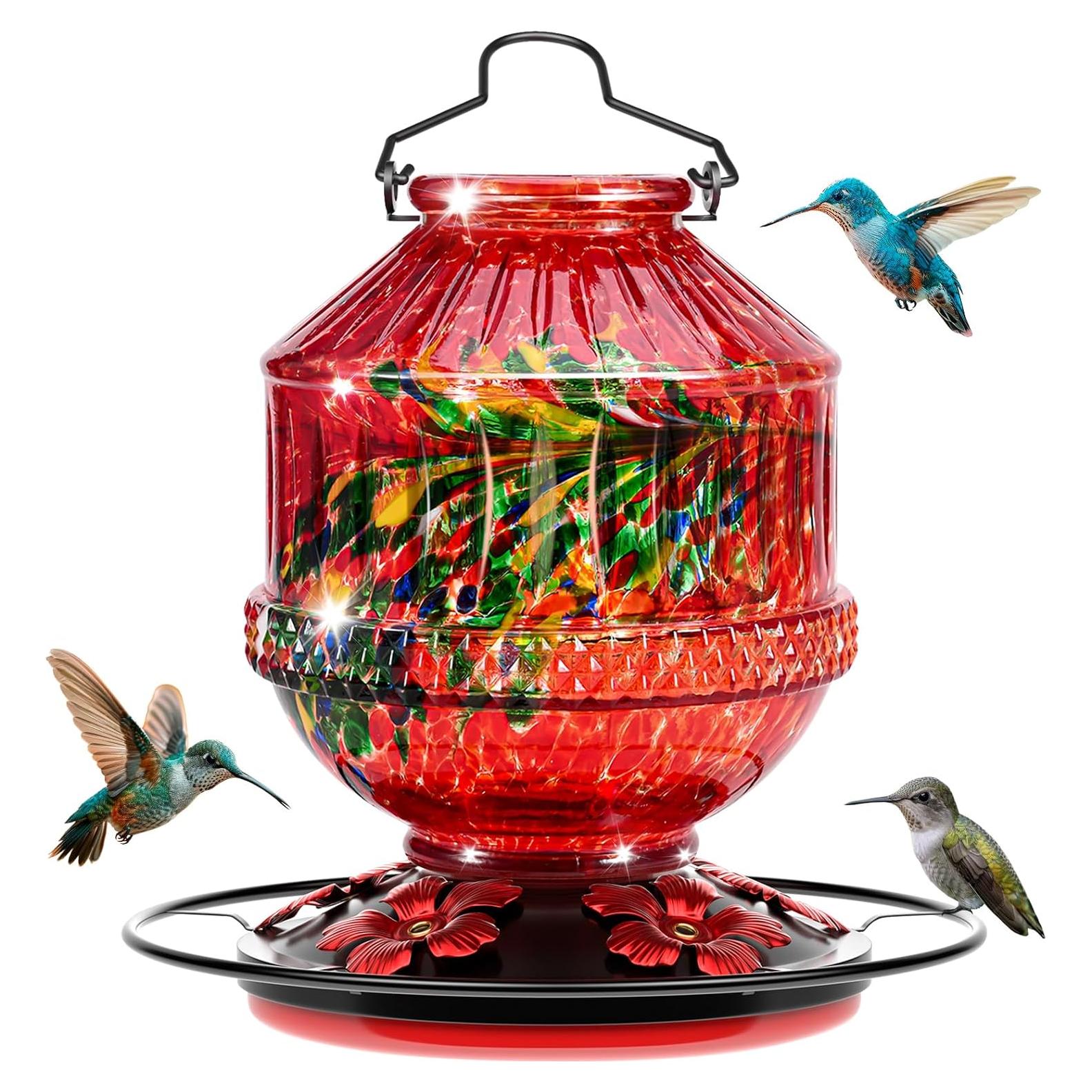 Alimentador de Colibríes de Vidrio Grete Gotye 709 ml Rojo