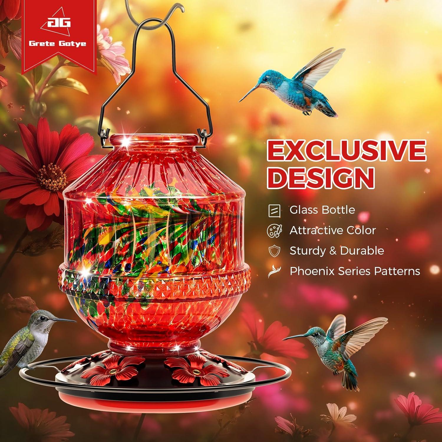 Alimentador de Colibríes de Vidrio Grete Gotye 709 ml Rojo