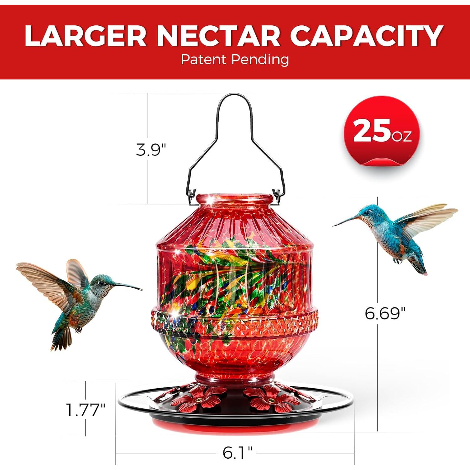 Alimentador de Colibríes de Vidrio Grete Gotye 709 ml Rojo