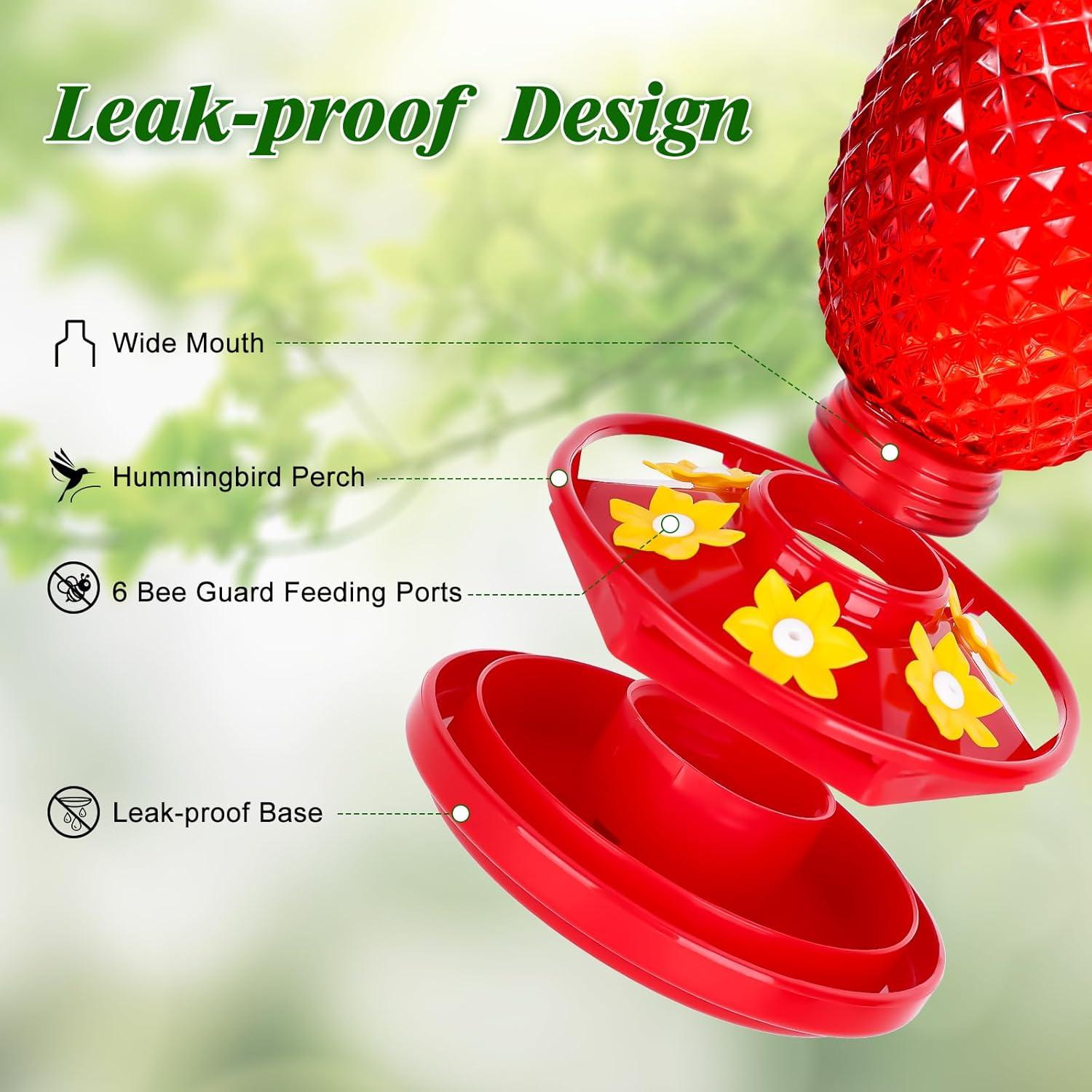 Alimentador de Colibrí de Vidrio Rojo Fchstaer 0.47L 2 Paquete