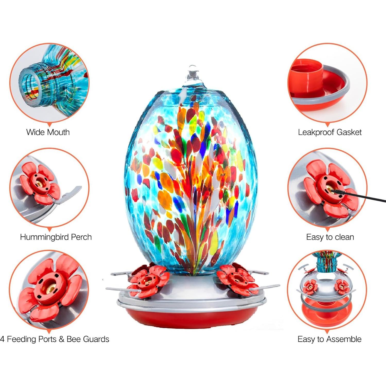 Alimentador de Colibrí de Vidrio Muse Garden 0.77kg Colgante