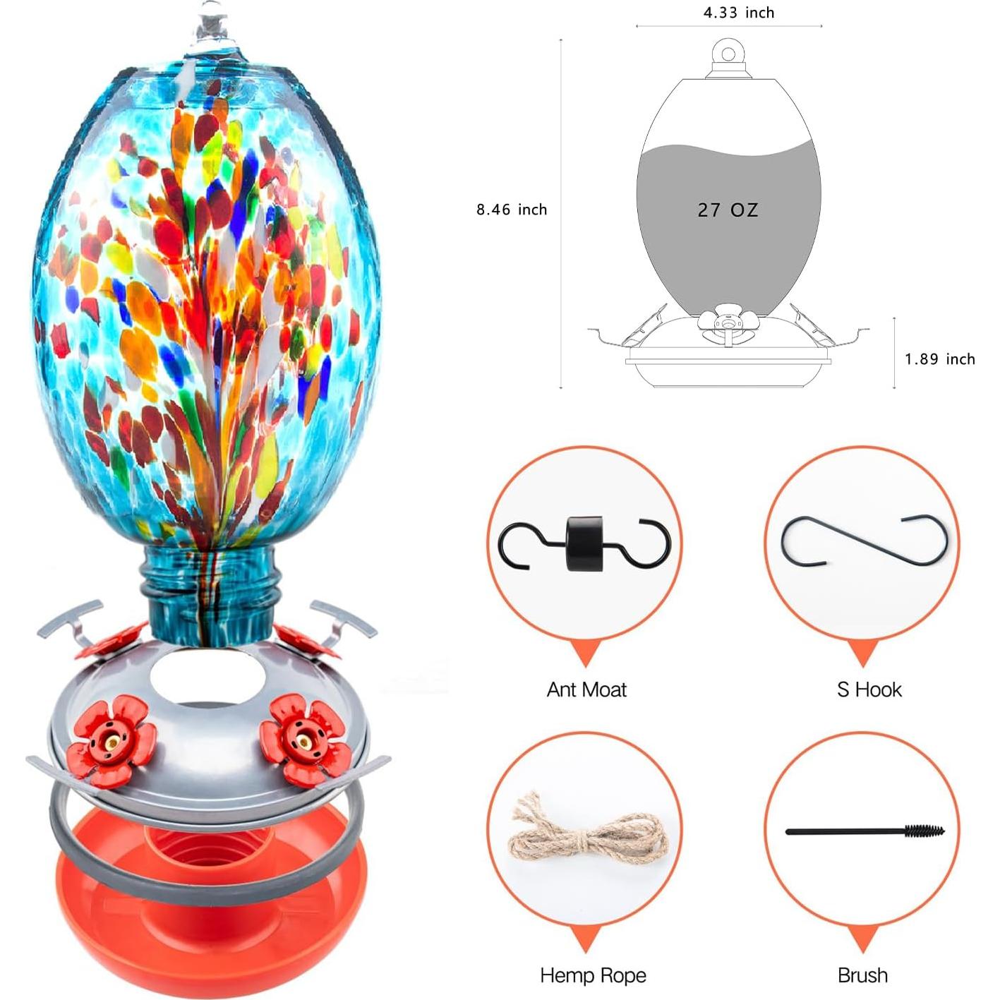 Alimentador de Colibrí de Vidrio Muse Garden 0.77kg Colgante