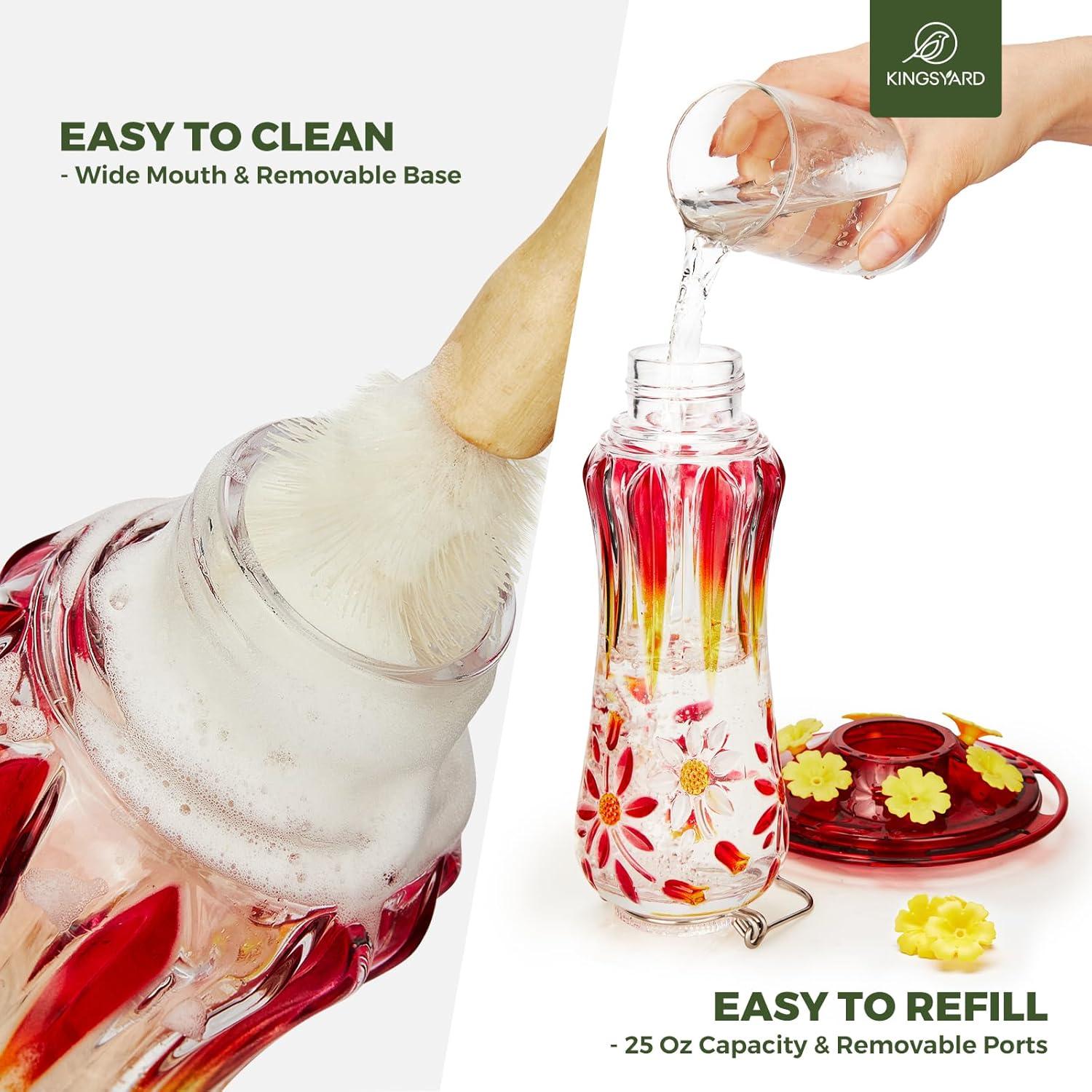 Alimentador de Colibrí Kingsyard de Vidrio 709 ml Rojo Colgante