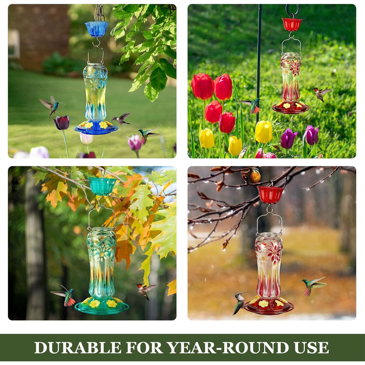 Alimentador de Colibrí Kingsyard de Vidrio 709 ml Rojo Colgante