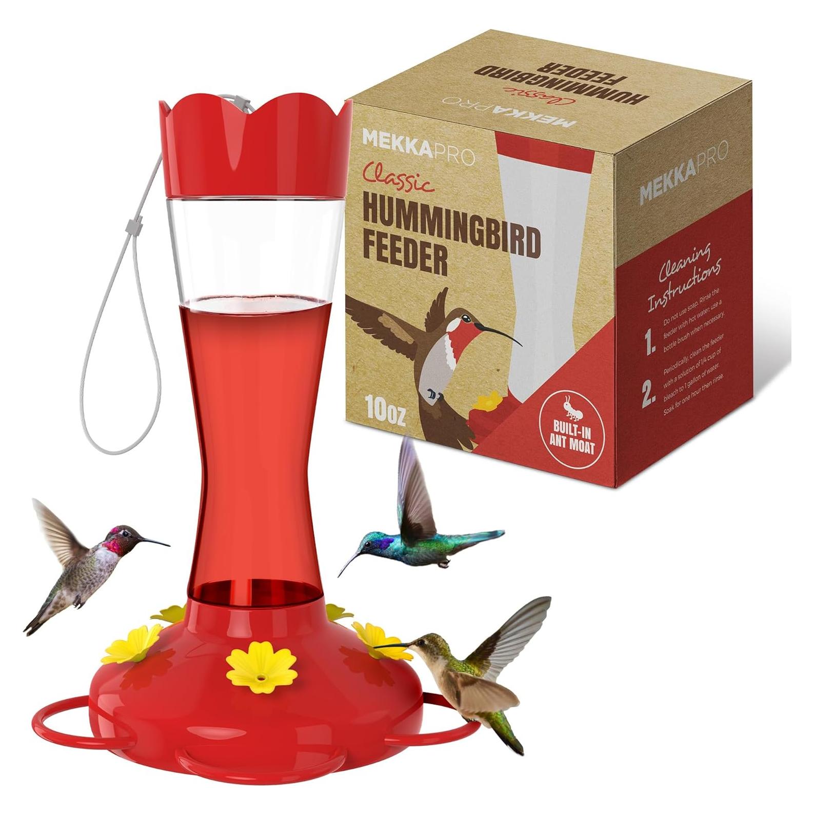 Alimentador de Colibríes MEKKAPRO 296 ml Vidrio Rojo Colgante
