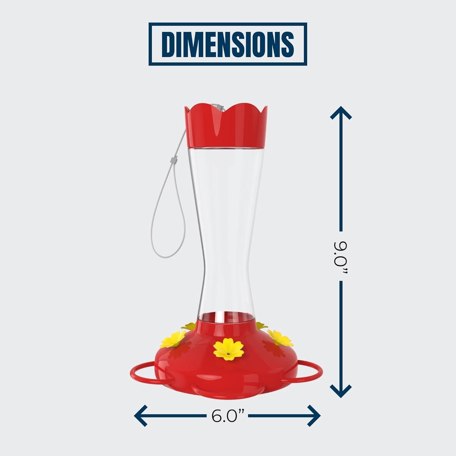 Alimentador de Colibríes MEKKAPRO 296 ml Vidrio Rojo Colgante