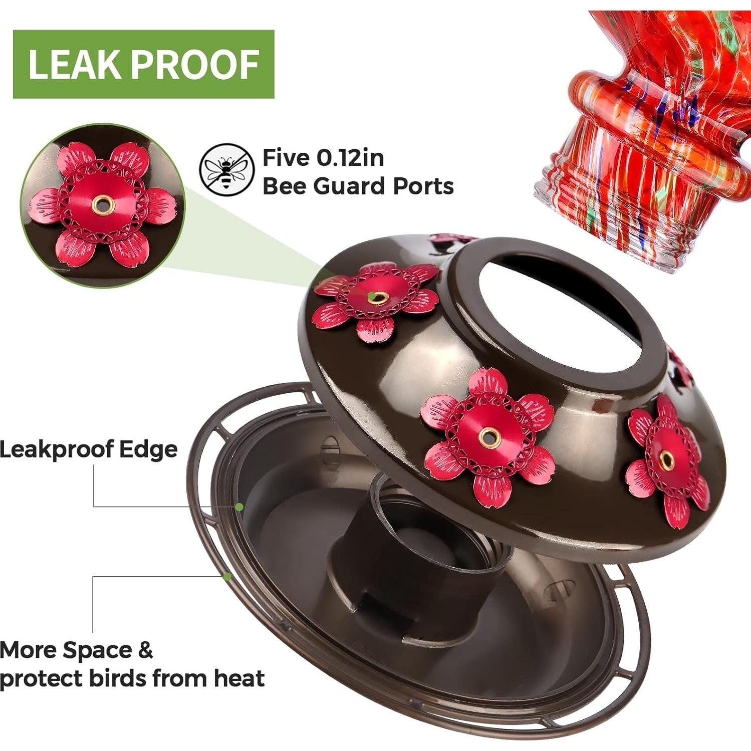 Alimentador de Colibríes BOLITE de Vidrio 0.62L con 5 Puertos