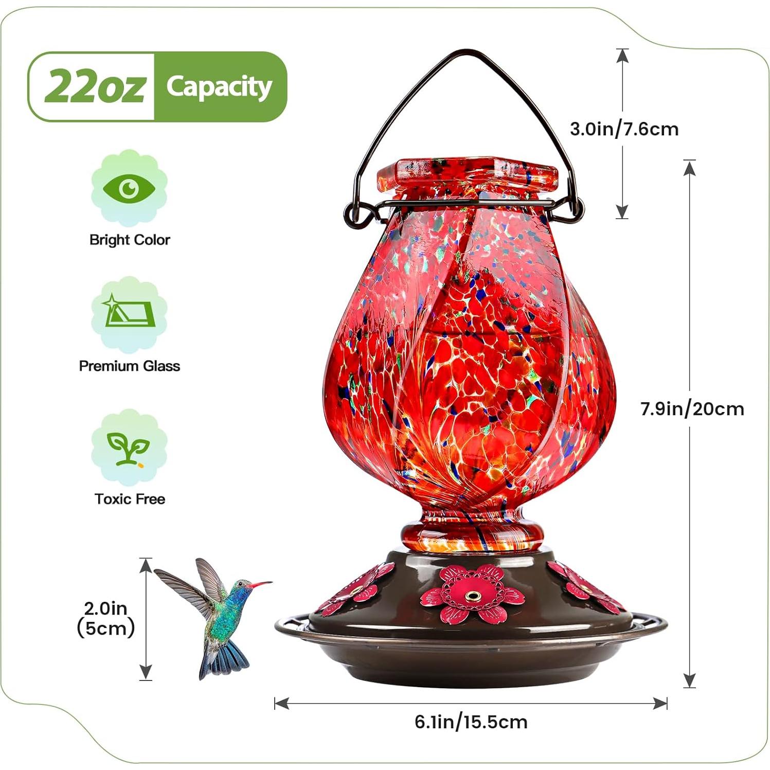 Alimentador de Colibríes BOLITE de Vidrio 0.62L con 5 Puertos