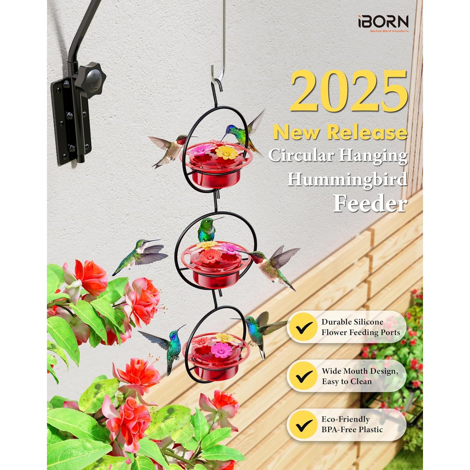 Alimentador de colibrí colgante iBorn 3oz 3PCS a prueba de abejas