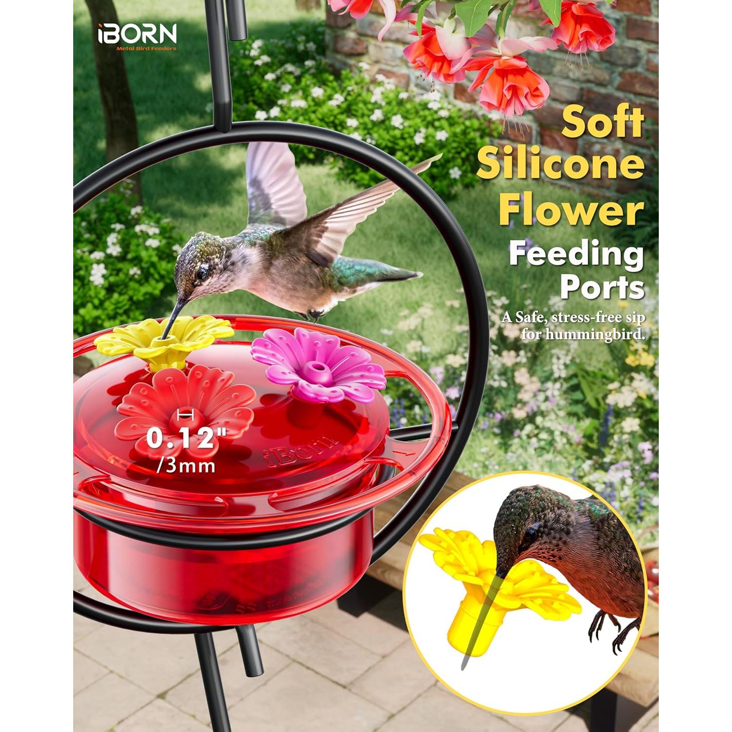 Alimentador de colibrí colgante iBorn 3oz 3PCS a prueba de abejas