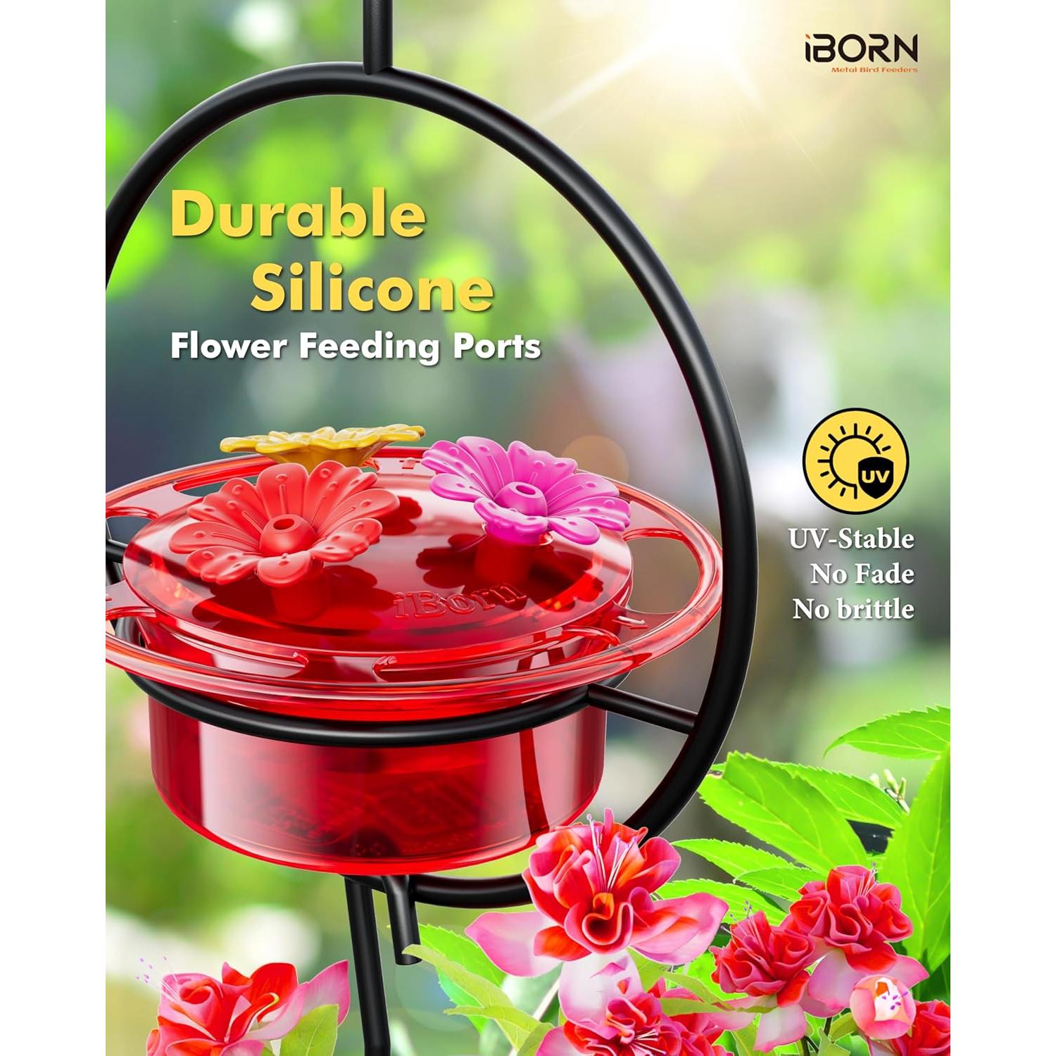 Alimentador de colibrí colgante iBorn 3oz 3PCS a prueba de abejas