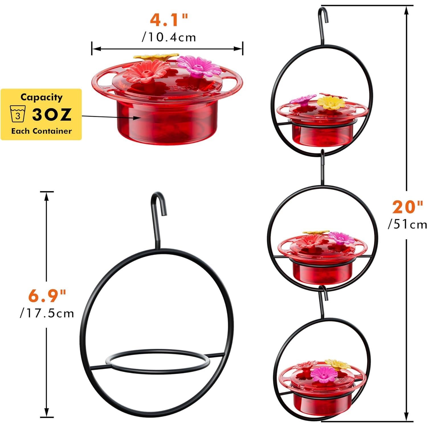 Alimentador de colibrí colgante iBorn 3oz 3PCS a prueba de abejas