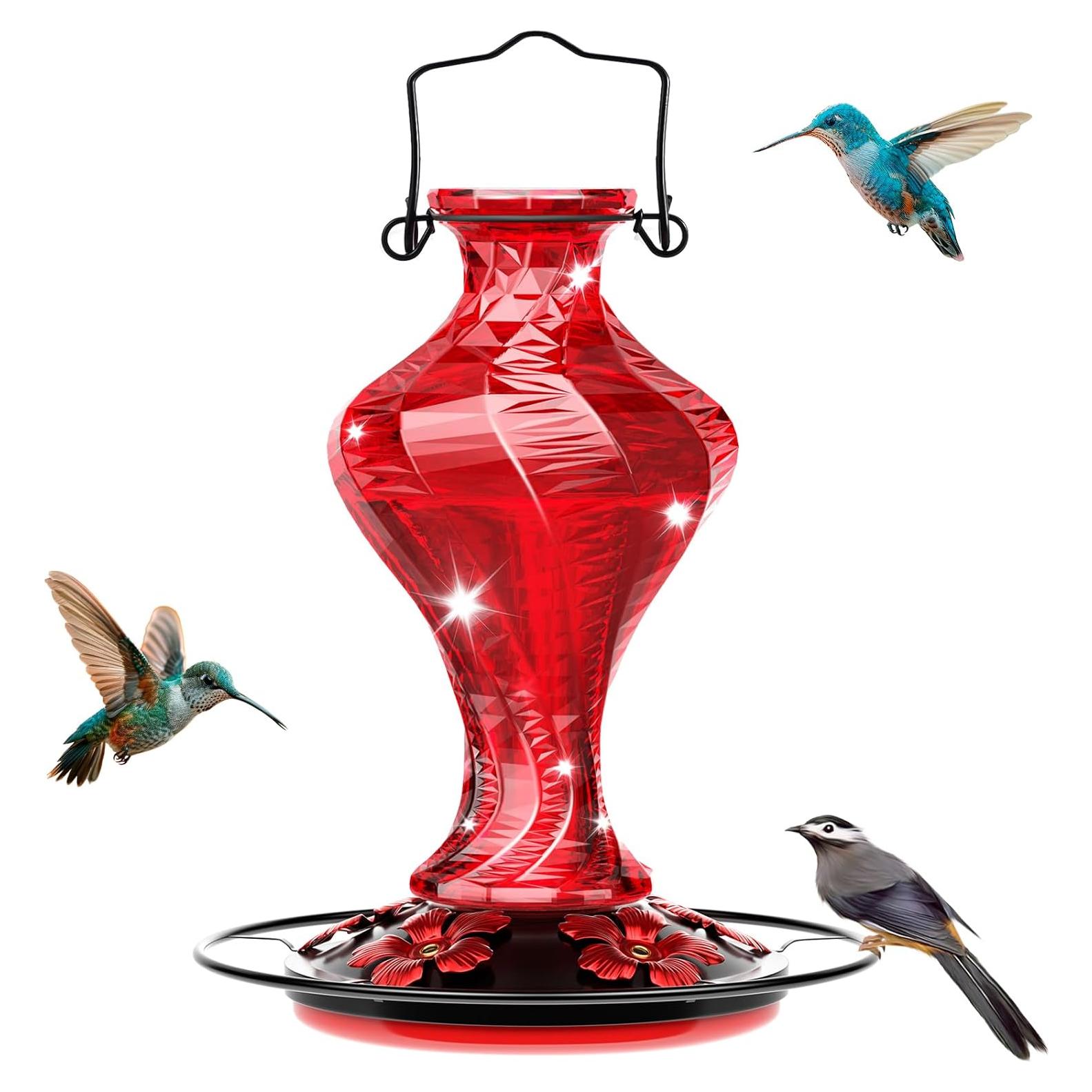 Alimentador de Colibríes de Vidrio Grete Gotye 20 Oz Rojo