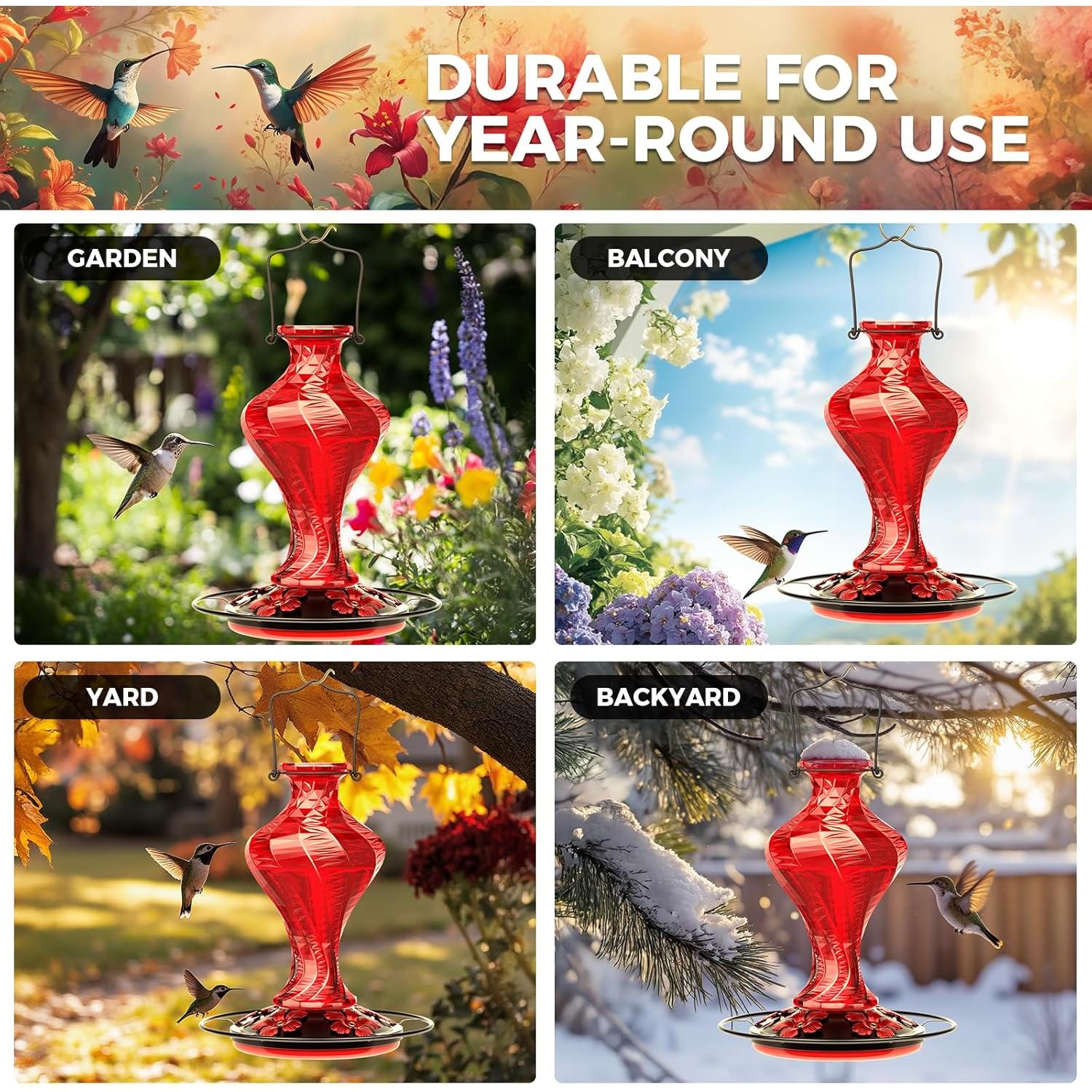 Alimentador de Colibríes de Vidrio Grete Gotye 20 Oz Rojo