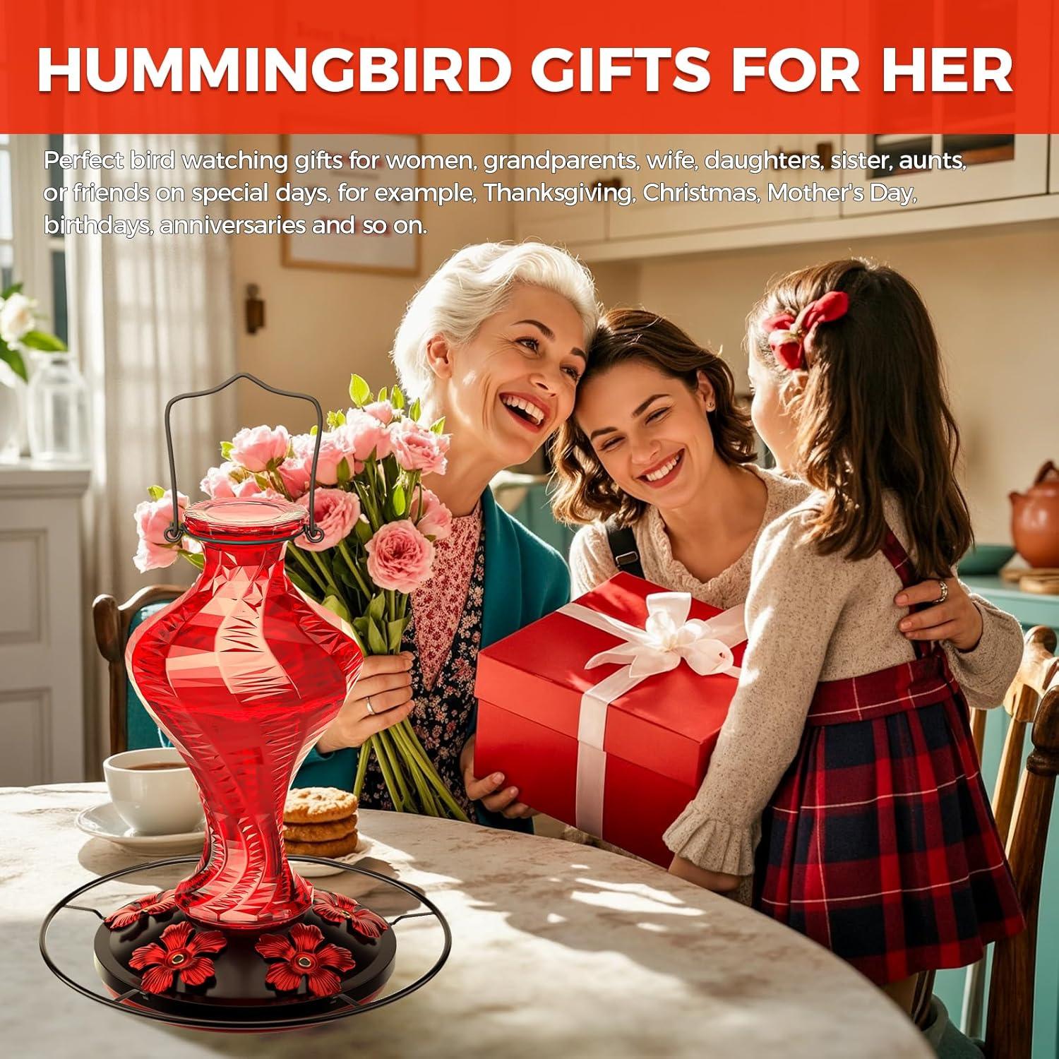 Alimentador de Colibríes de Vidrio Grete Gotye 20 Oz Rojo