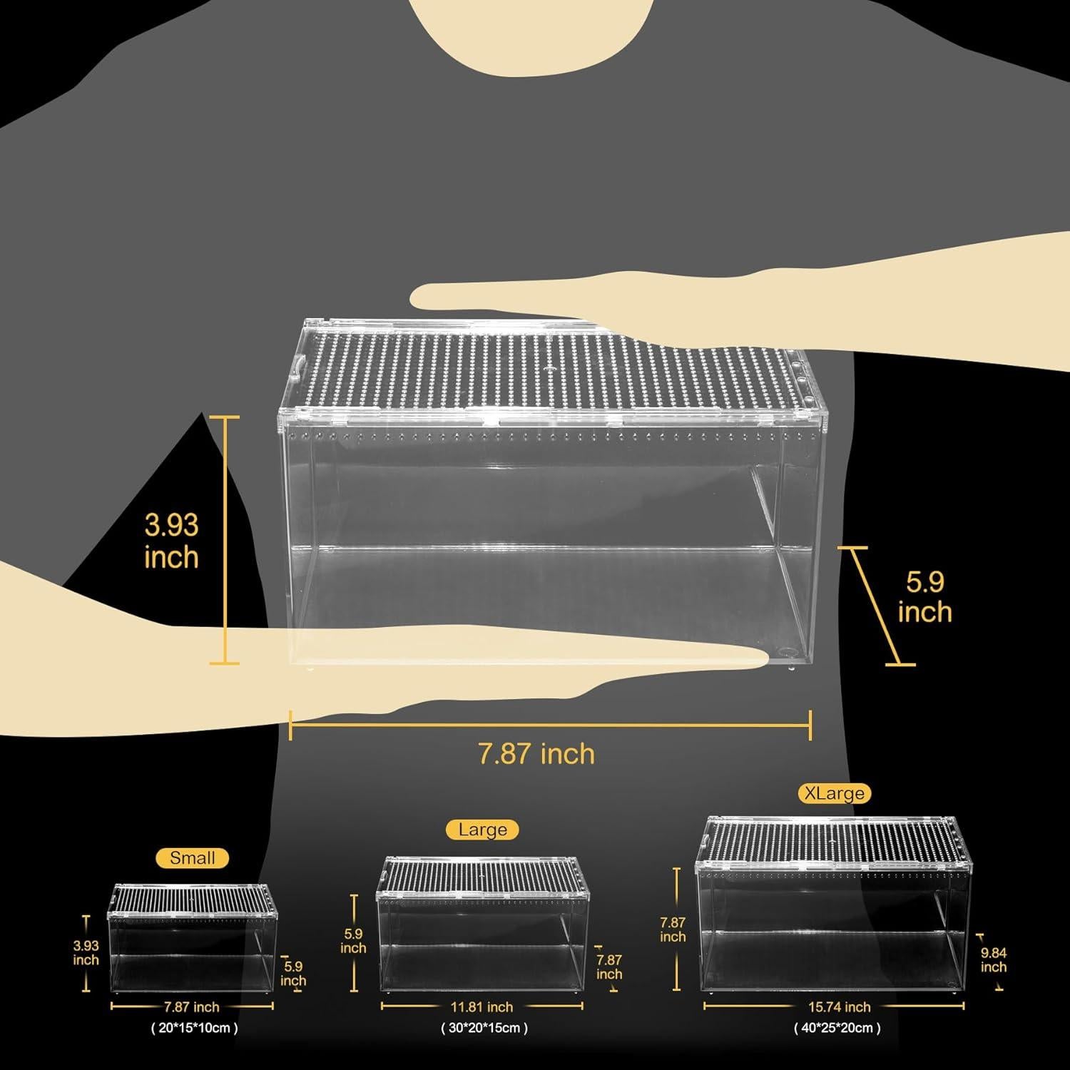 Terrario para reptiles Clioran 20x15x10 cm con tapa deslizante