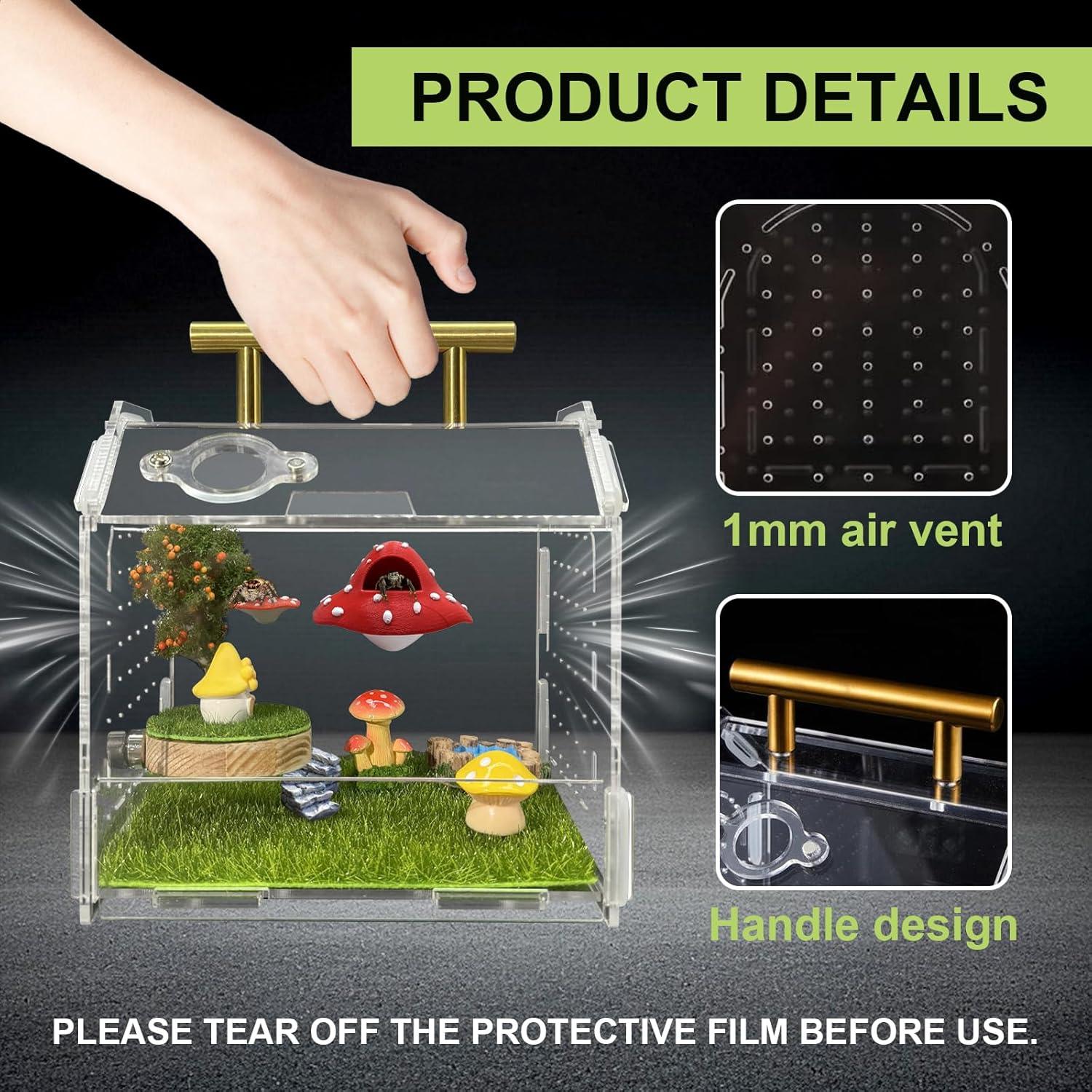 Recinto Acrílico para Araña Saltadora Julang 11.5x11x10.5cm