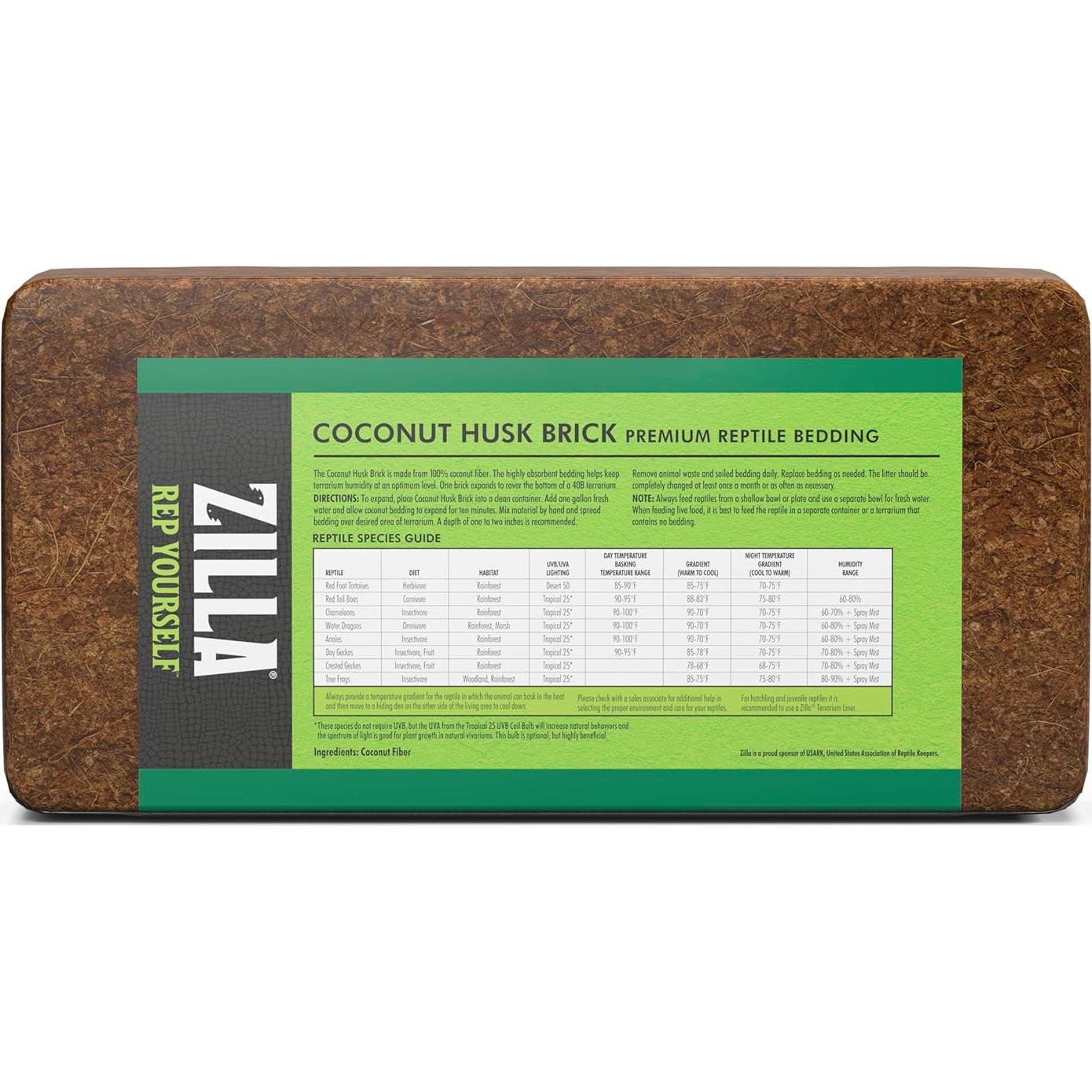 Ladrillo de Cáscara de Coco Zilla 100% Orgánico para Reptiles