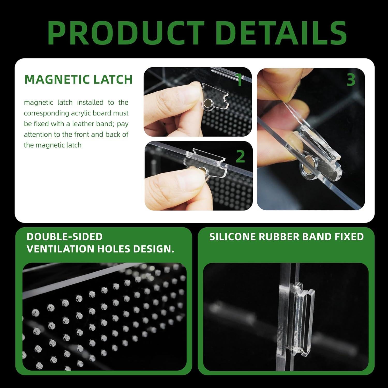 Terrario Acrílico UCandy 15.24x20.32x35.56 cm para Reptiles