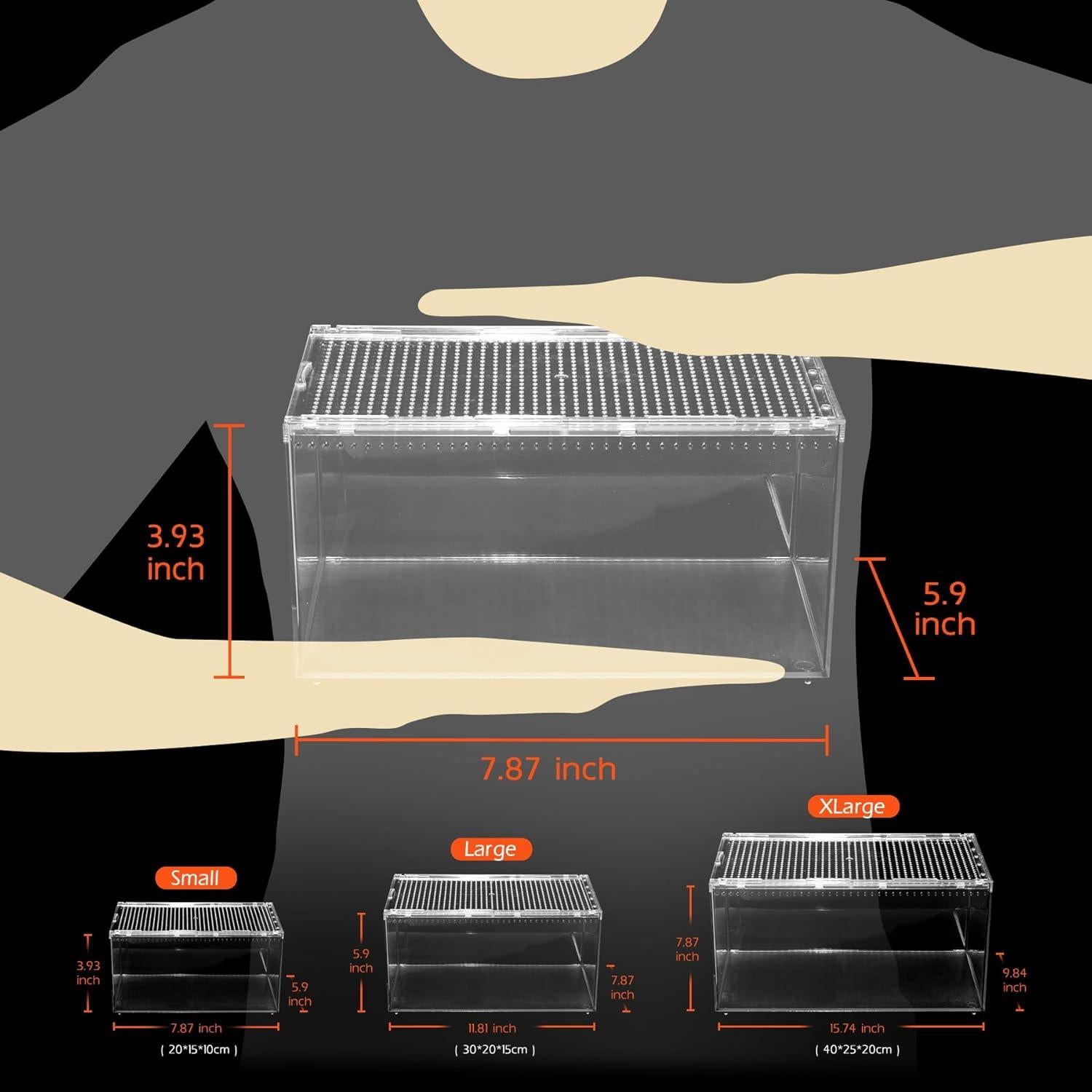 Tanque de Terrario AZV Reptile 20x15x10 cm para Gecko y Tarantula