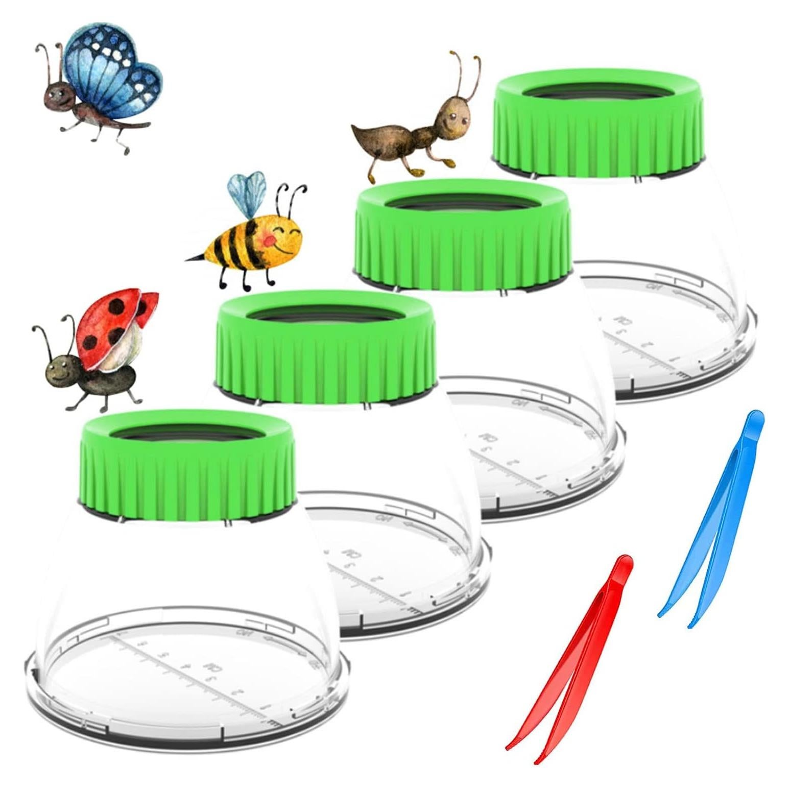 Visor de Insectos RORANIC 4 Pack Verde con Lupa 5X y Pinzas